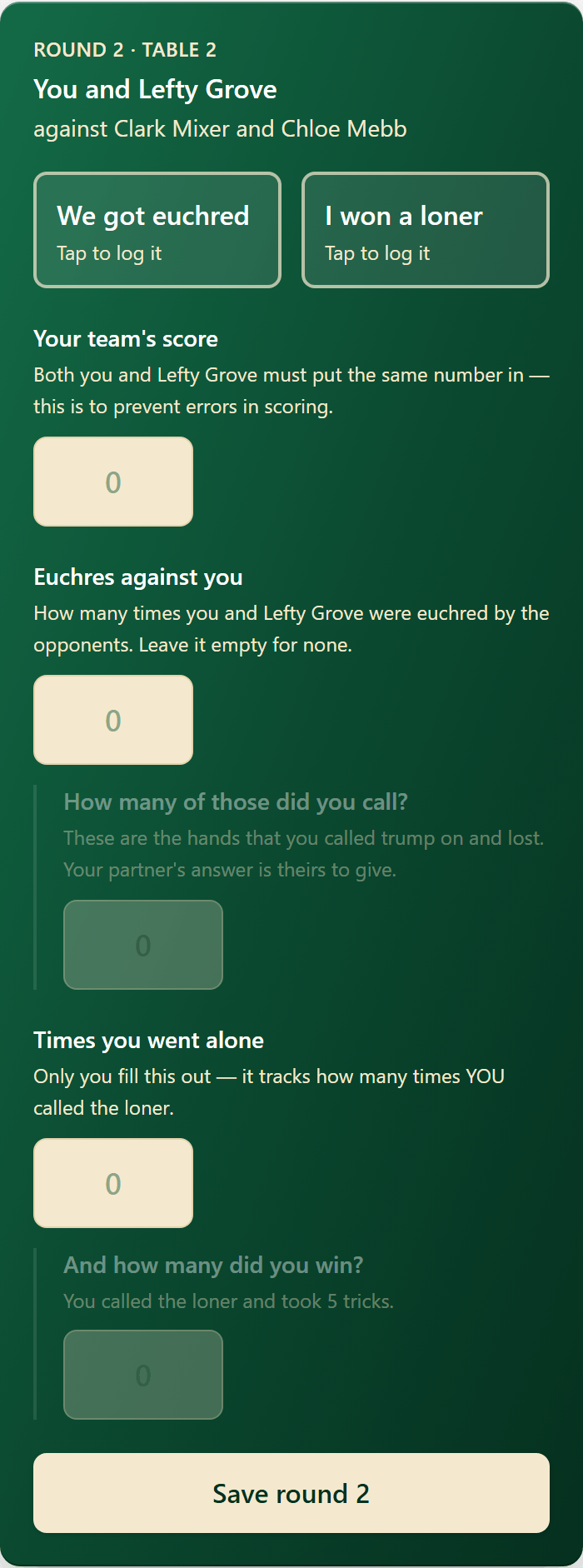 Enter your scores — /clubhouse/scorecard